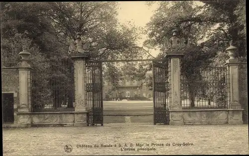 Ak Le Roeulx Wallonien Hennegau, La Facade du Chateau de Mgr le Prince de Croy, L'entree