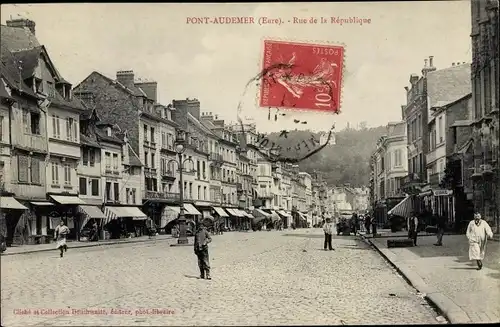 Ak Pont Audemer Eure, Rue de la Republique