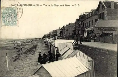 Ak Saint Aubin sur Mer Calvados, La Plage, Cote Ouest