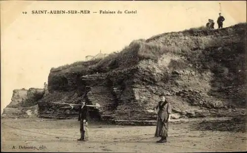 Ak Saint Aubin sur Mer Calvados, Falaises du Castel