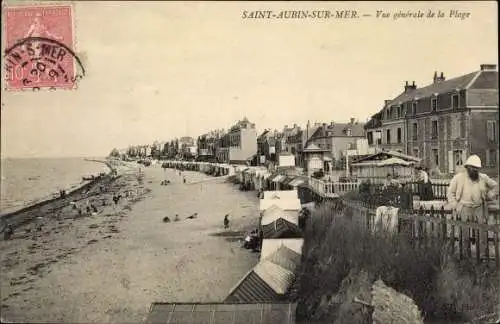 Ak Saint Aubin sur Mer Calvados, La Plage