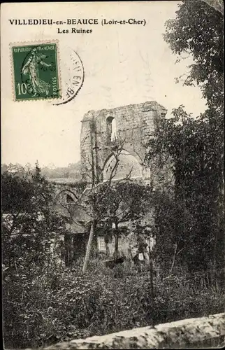 Ak Villedieu en Beauce Loir et Cher, Les Ruines