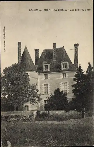 Ak Selles sur Cher Loir et Cher, Château, Vue prise du Cher