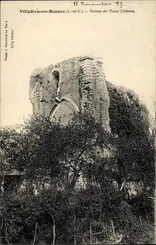 Ak Villedieu en Beauce Loir et Cher, Ruines du Vieux Château