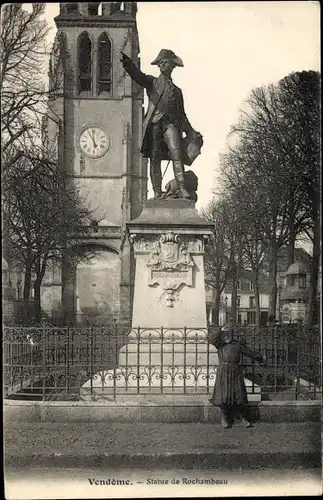 Ak Vendôme Loir et Cher, Statue de Rochambeau