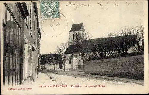 Ak Boynes Loiret, La Place de l'Eglise