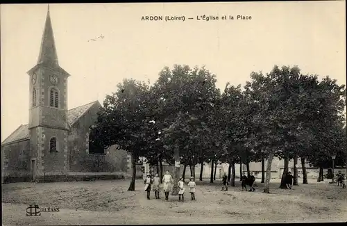 Ak Ardon Loiret, L'Eglise et la Place