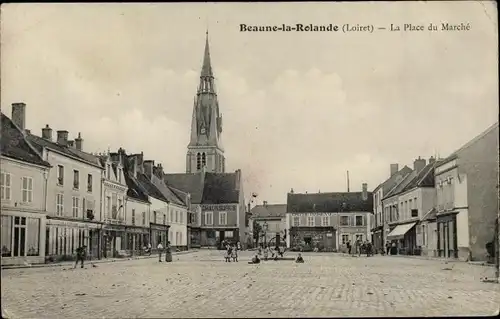 Ak Beaune la Rolande Loiret, La Place du Marche