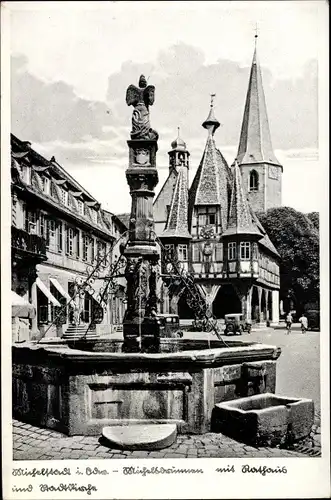 Ak Michelstadt im Odenwald, Brunnen, Rathaus, Kirche