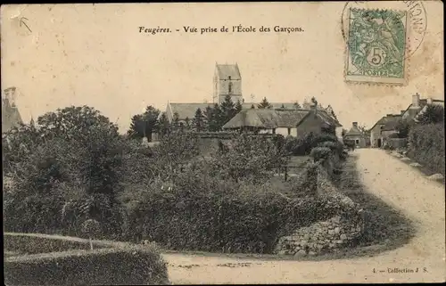 Ak Feugeres Manche, Vue prise de l'Ecole des Garcons
