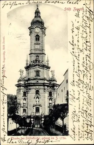 Ak Zwettl Niederösterreich, Turm der Stiftskirche