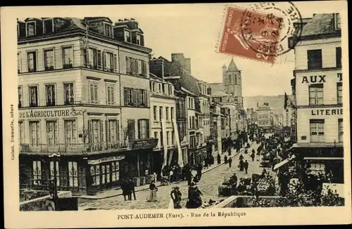 Ak Pont Audemer Eure, Rue de la Republique