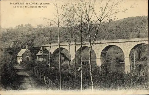 Ak Saint Laurent de Condel Calvados, Le Pont, Chapelle Ste Anne
