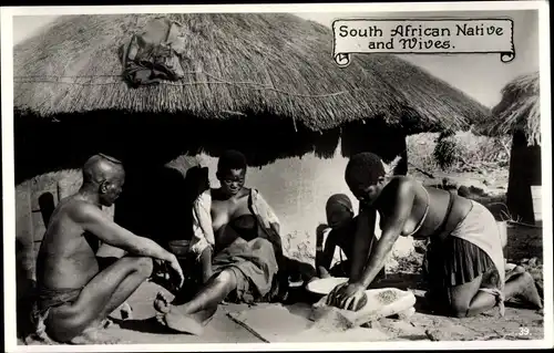Ak Südafrikanischer Einheimischer mit seinen Frauen, South African Native and Wives