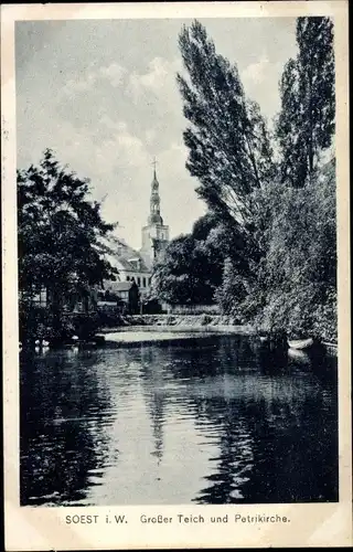 Ak Soest in Nordrhein Westfalen, Petrikirche, Großer Teich