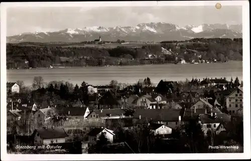 Ak Starnberg in Oberbayern, Panorama mit Ostufer