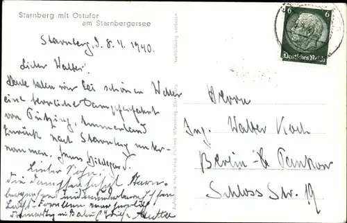 Ak Starnberg in Oberbayern, Panorama mit Ostufer