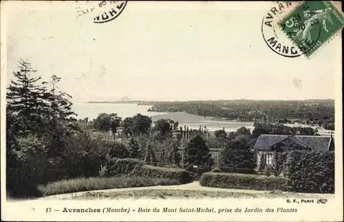 Ak Avranches Manche, Baie du Mont Saint Michel, prise du Jardin des Plantes