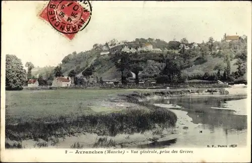 Ak Avranches Manche, Vue generale, prise des Greves