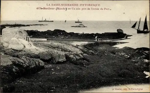 Ak Barfleur Manche, Un coin pres de l'entree du Port