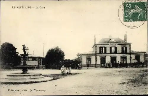 Ak Le Neubourg Eure, La Gare