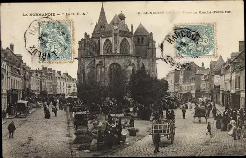 Ak Le Neubourg Eure, Place du Marche