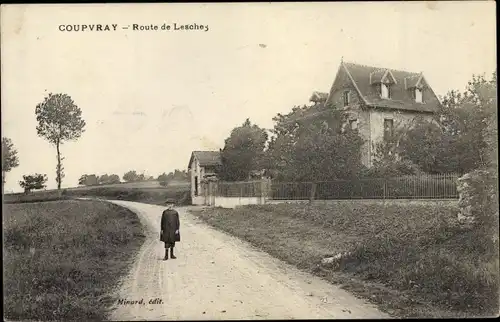 Ak Coupvray Seine et Marne, Route de Lesches