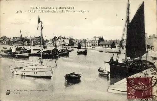 Ak Barfleur Manche, La Port et les Quais, Segelboote