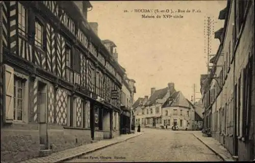 Ak Houdan Yvelines, Rue de Paris, Maison de XVIe siecle