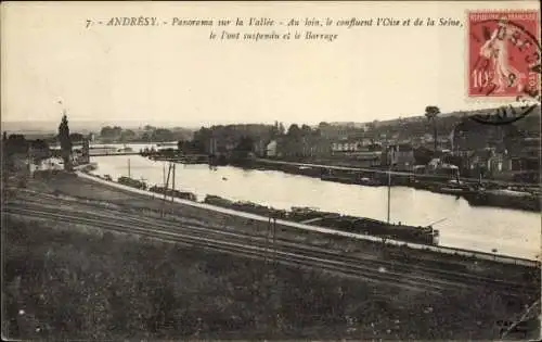 Ak Andresy Yvelines, Panorama sur la Vallee, Au loin, Le conffluent l'Oise et de la Seine