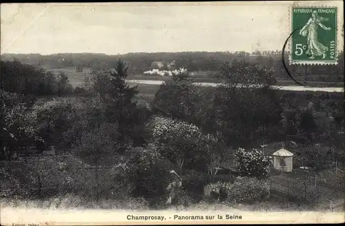 Ak Champrosay Essonne, Panorama sur la Seine