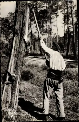 Ak La Lande, Le Resinier au Travail, Mann in Tracht