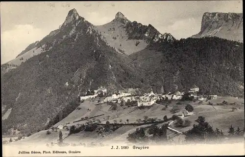 Ak Gruyères Kanton Freiburg Schweiz, Vue generale