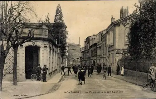 Ak Montauban Tarn et Garonne, La Poste et le Credit Lyonnais