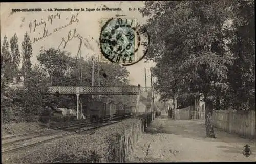 Ak Bois Colombes Hauts de Seine, Passerelle sur la ligne de St Germain, Eisenbahn