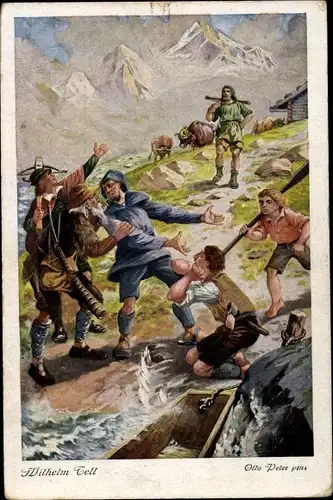 Künstler Ak Peter, O., Wilhelm Tell, Am Vierwaldstätter See