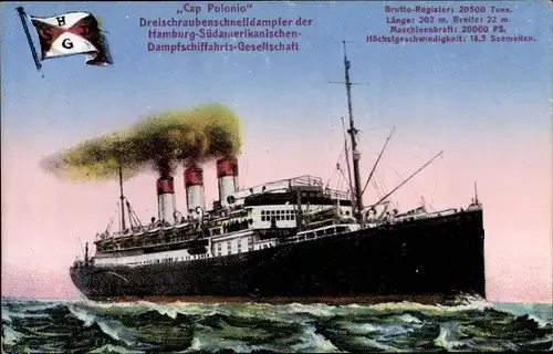 Ak Dampfschiff Cap Polonio, HSDG