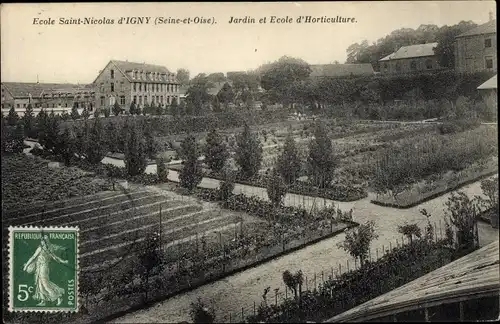 Ak Igny Essonne, Ecole Saint Nicolas, Jardin et Ecole d'Horticulture