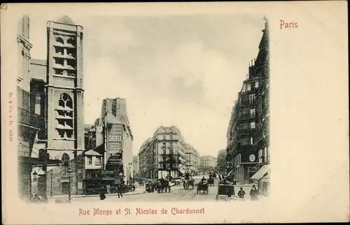 Ak Paris I, Rue Monge, St Nicolas de Chardonnet