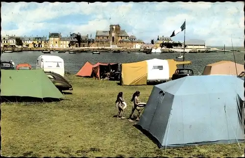 Ak Barfleur Manche, Dans un Site Unique le Terrain de Camping du Crako