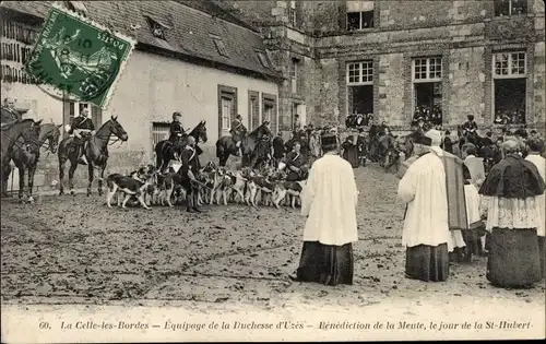 Ak La Celle les Bordes Yvelines, Equipage de la Duchesse d'Uzes, Benediction de la Meute