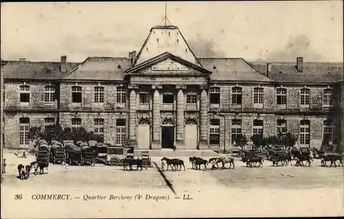 Ak Commercy Lothringen Meuse, Quartier Bercheny 4e Dragons, Kutsche