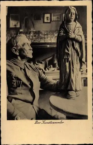 Ak Der Kunstsammler, Betende Madonna Statue