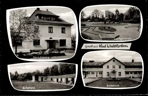 Ak Bad Waldliesborn Lippstadt Nordrhein Westfalen, Haus Pöhling, Badehaus, Ruhehalle, Minigolf