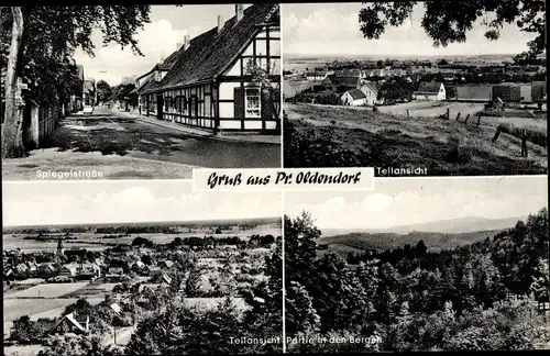 Ak Preußisch Oldendorf in Niedersachsen, Teilansicht, Spiegelstraße, Bergpartie