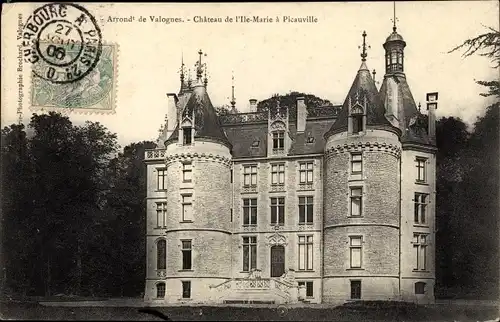 Ak Valognes Manche, Chateau de L'Ile Marie a Picauville