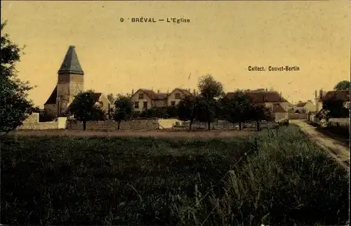 Ak Bréval Yvelines, L'Église, Collect, Coivet Bertin