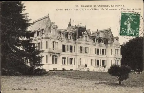 Ak Évry Petit Bourg Essonne, Chateau de Mousseau, Vue sur la Seine