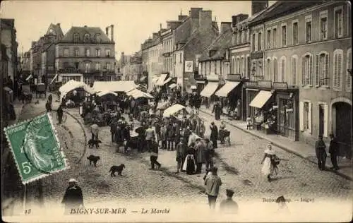 Ak Isigny sur Mer Calvados, Le Marche