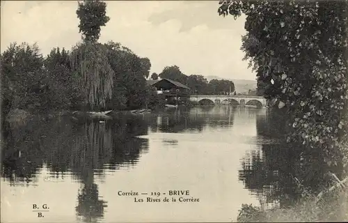 Ak Brive-la-Gaillarde Corrèze, Les Rives de la Correze, Pont